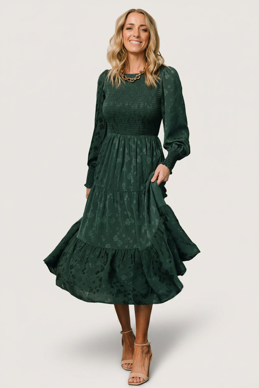 Baltic Born Womens Stockholm Smocked Dress | Dark Green