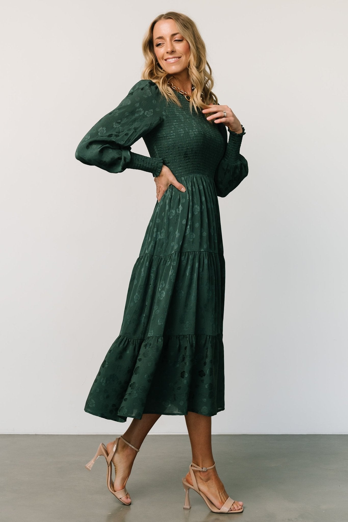 smocked dresses for women Baltic Born Womens Stockholm Smocked Dress | Dark Green
