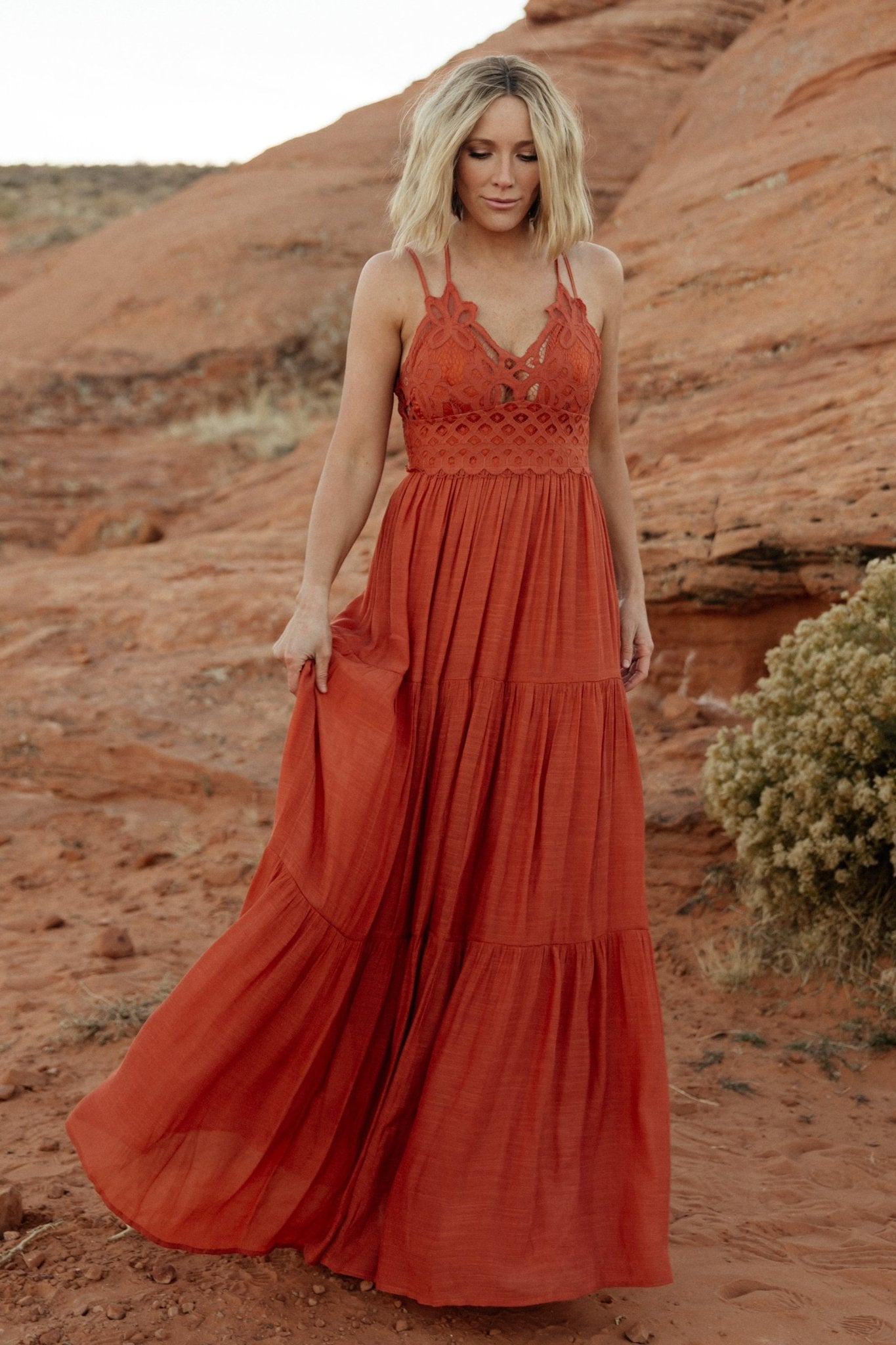 Summerlin Lace Top Maxi Dress | Rust - Baltic Born