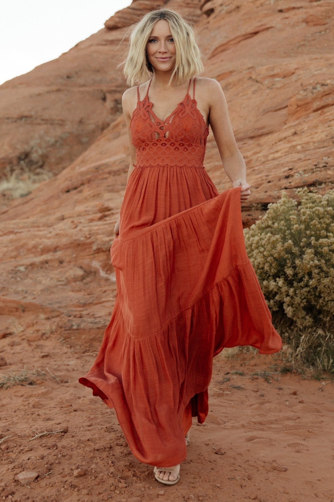 Summerlin Lace Top Maxi Dress | Rust - Baltic Born