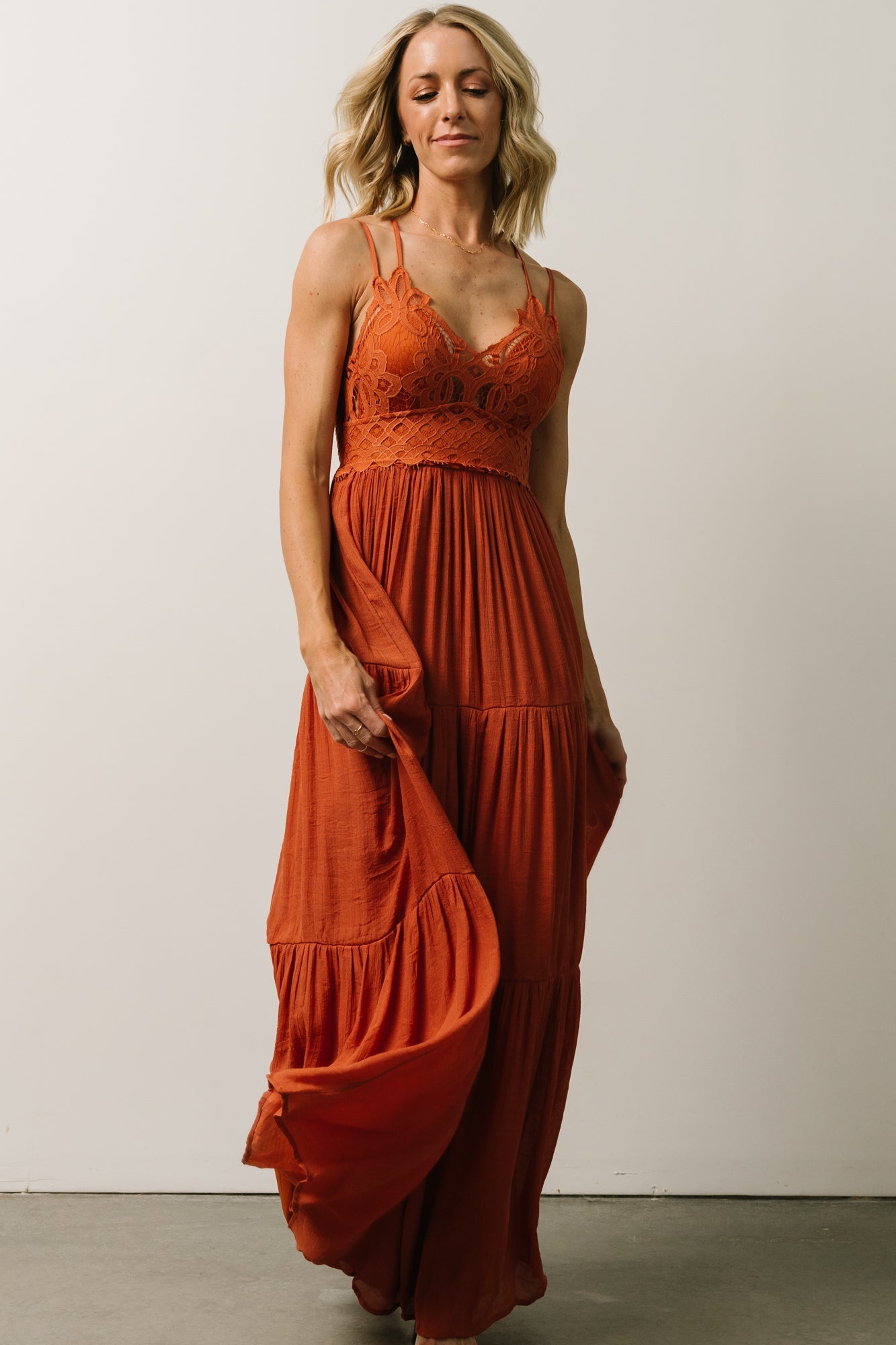 Summerlin Lace Top Maxi Dress | Rust - Baltic Born