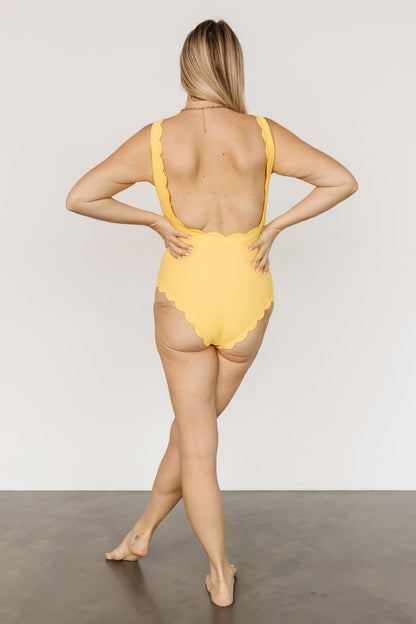 Sunshine Scalloped One Piece | Yellow - Baltic Born