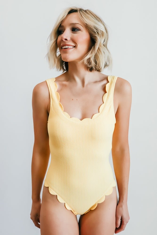 Sunshine Scalloped One Piece | Yellow - Baltic Born