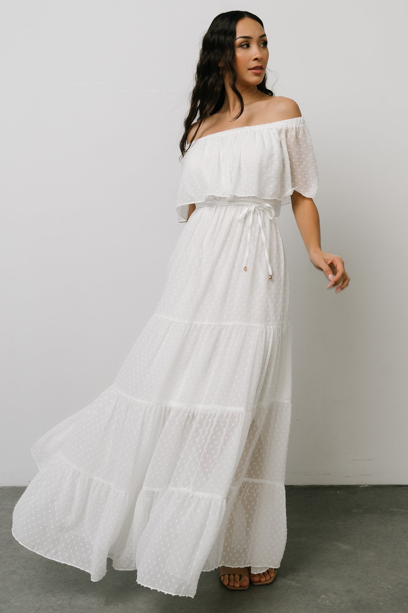 Swiss Dot Maxi Dress | White | Baltic Born