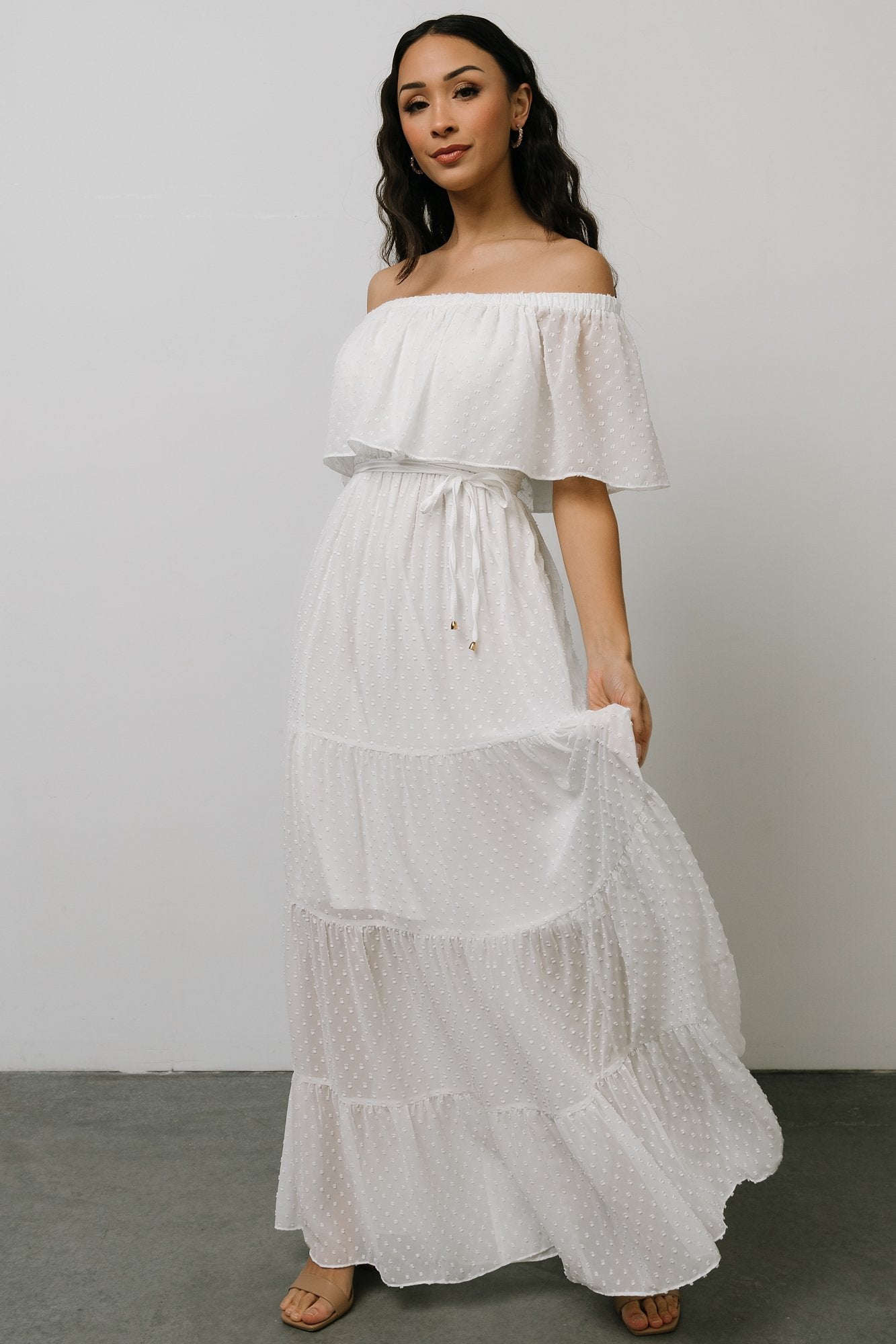 Swiss Dot Maxi Dress | White | Baltic Born