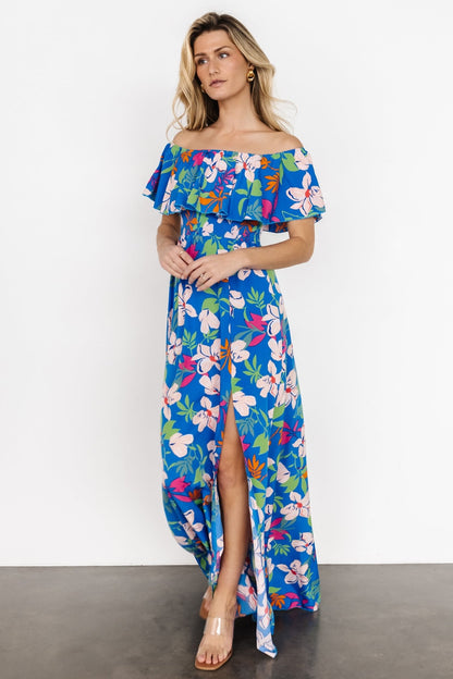 Talia Off Shoulder Maxi Dress | Blue Floral - Baltic Born