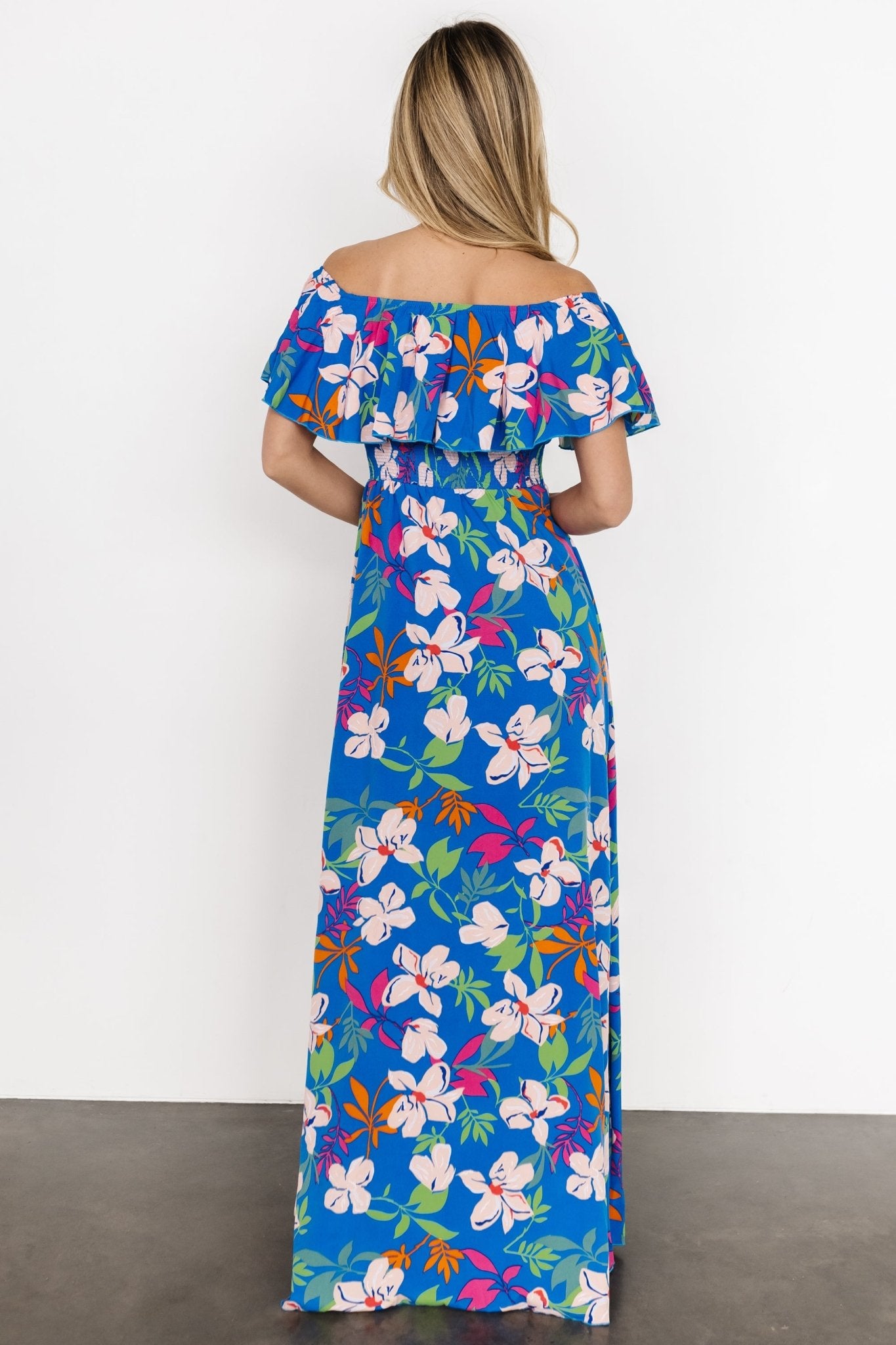 Talia Off Shoulder Maxi Dress | Blue Floral - Baltic Born