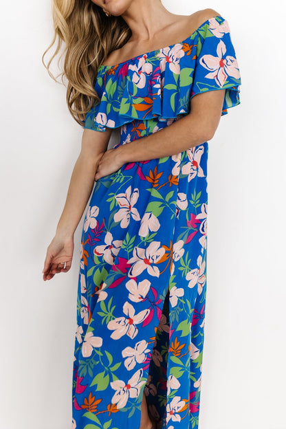 Talia Off Shoulder Maxi Dress | Blue Floral - Baltic Born