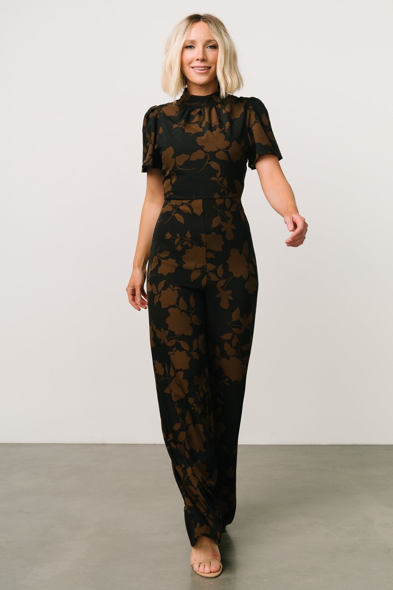 Langham Mock Neck Jumpsuit | Espresso Print