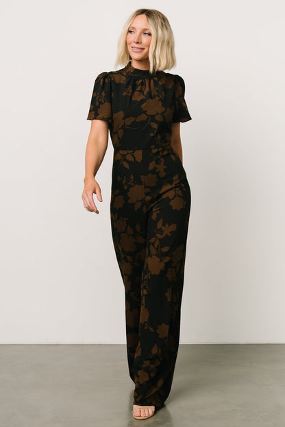 Tana Mock Neck Jumpsuit | Espresso Print - Baltic Born