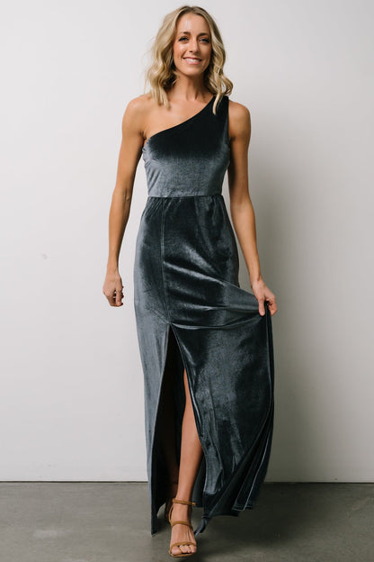 Tatiana Velvet One Shoulder Maxi Dress | Blue - Baltic Born