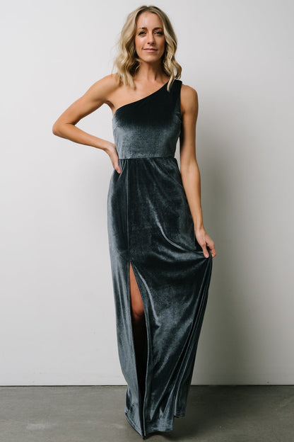 Tatiana Velvet One Shoulder Maxi Dress | Blue - Baltic Born