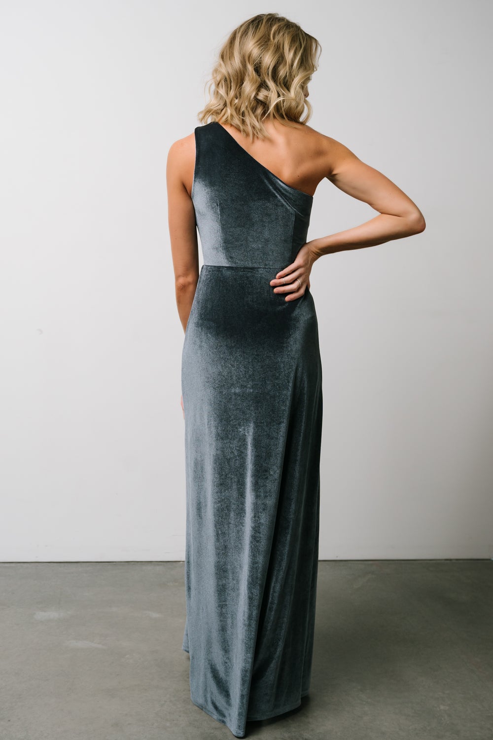 Tatiana Velvet One Shoulder Maxi Dress | Blue - Baltic Born