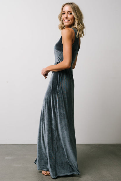 Tatiana Velvet One Shoulder Maxi Dress | Blue - Baltic Born