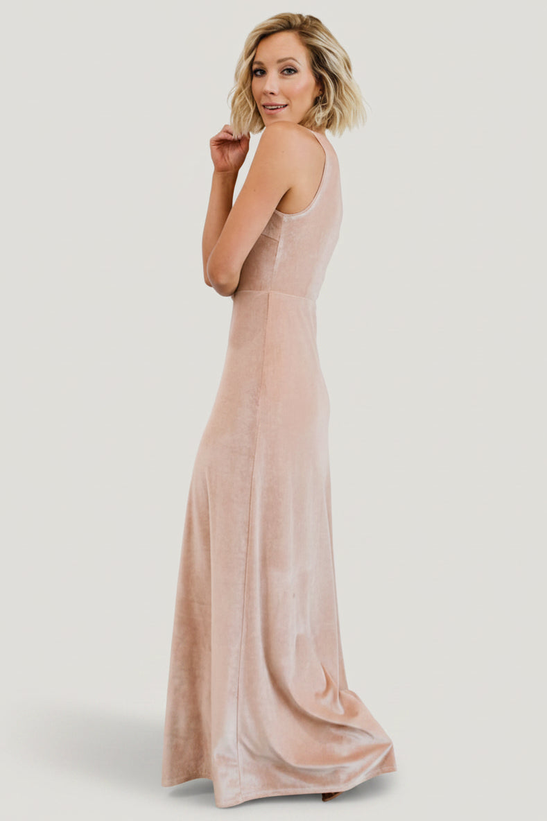 Tatiana Velvet One Shoulder Maxi Dress | Champagne - Xs Tatiana Velvet One Shoulder Maxi Dress | Champagne - Xs