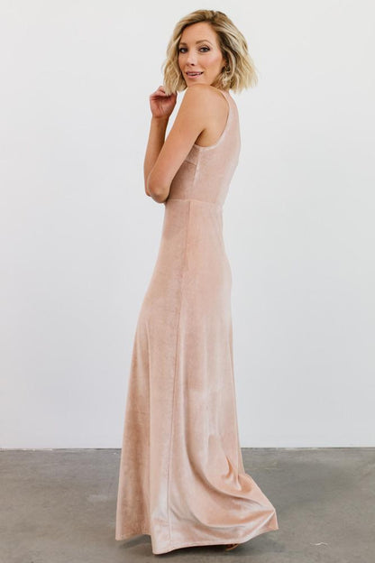 Tatiana Velvet One Shoulder Maxi Dress | Champagne - Baltic Born