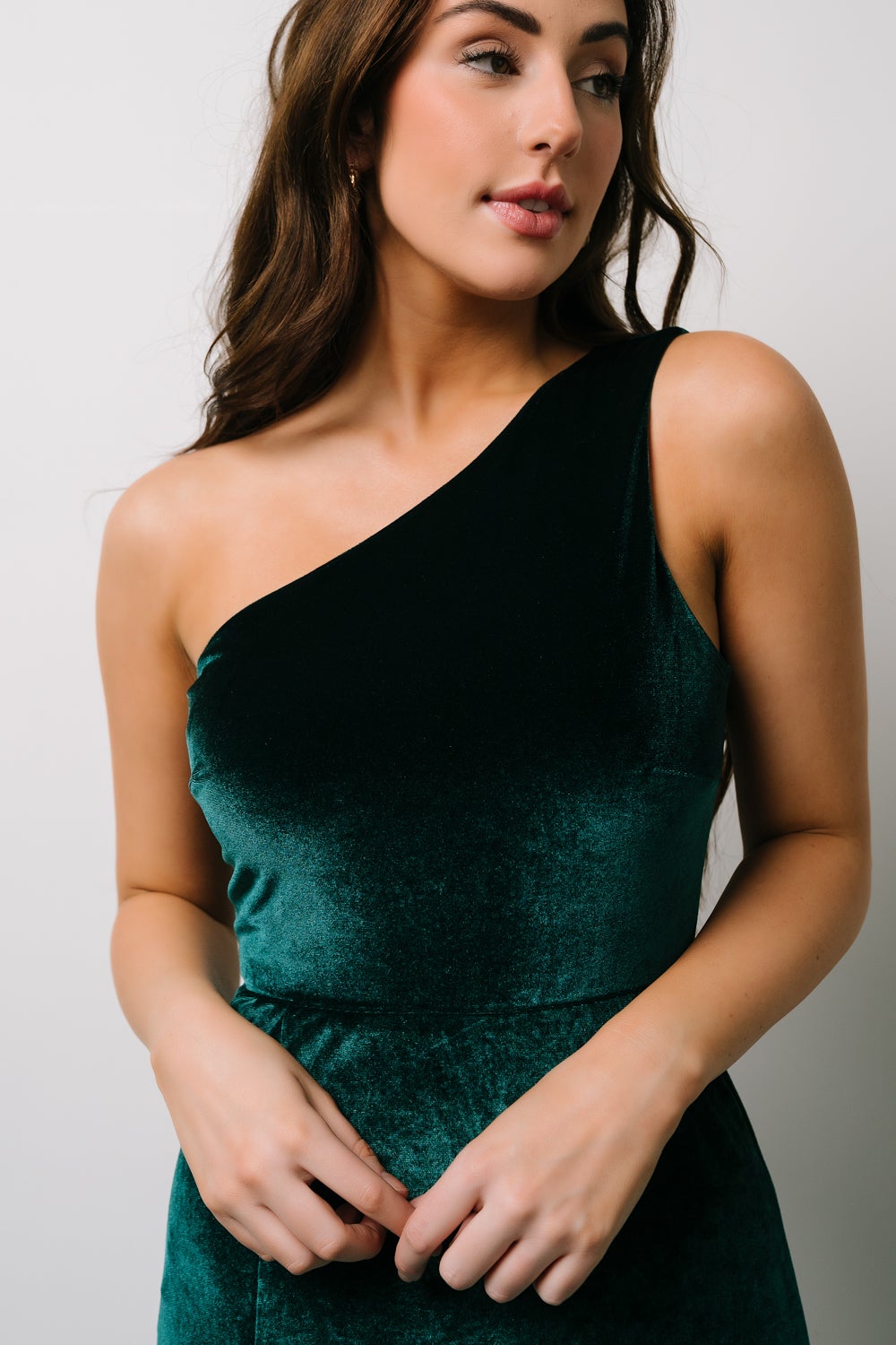 Tatiana Velvet One Shoulder Maxi Dress | Emerald - Baltic Born