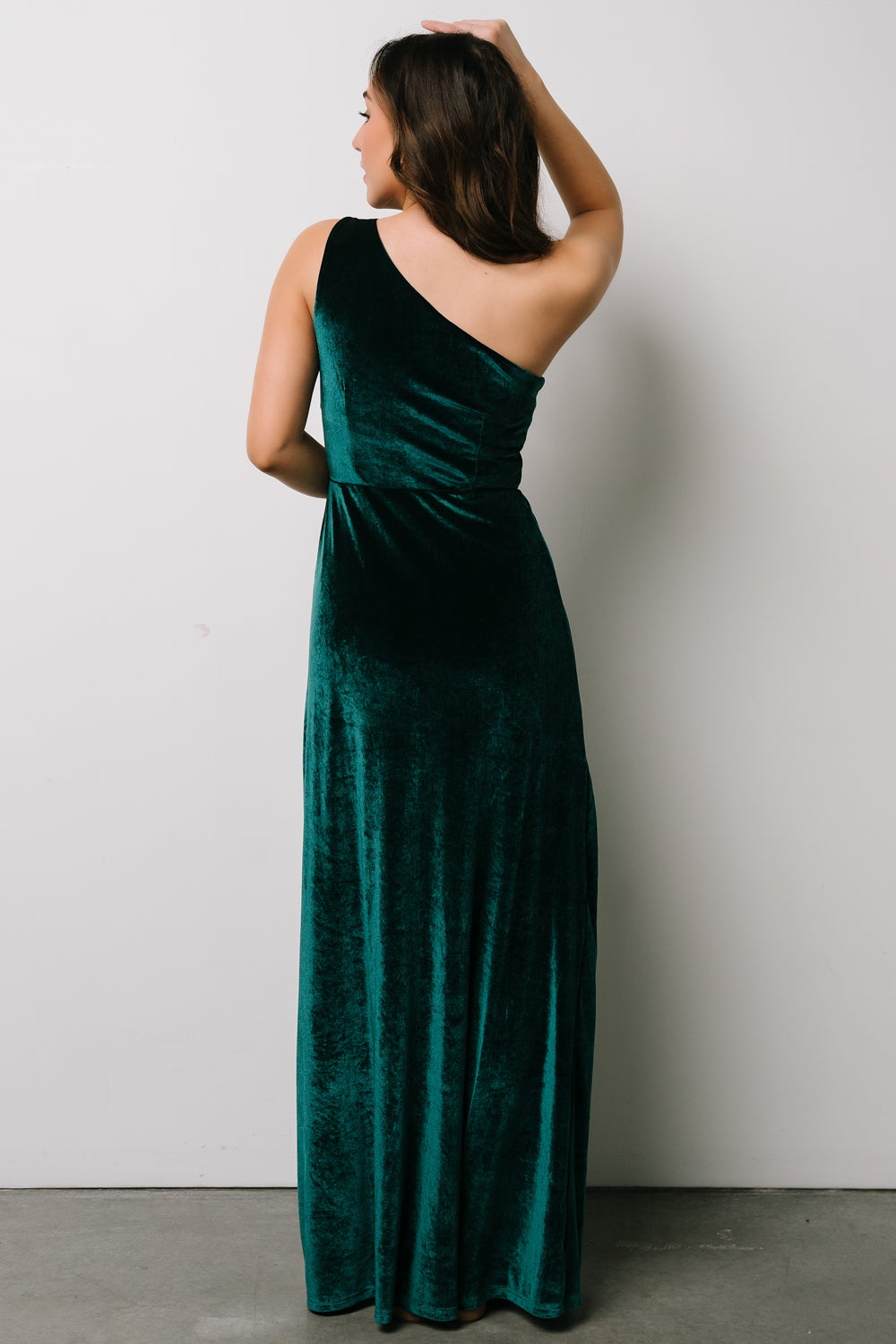 Tatiana Velvet One Shoulder Maxi Dress | Emerald - Baltic Born