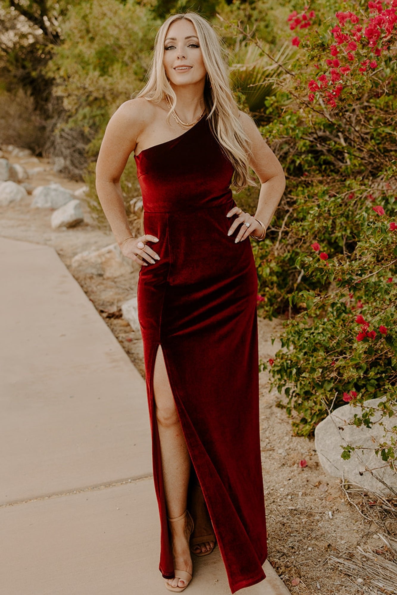 Tatiana Velvet One Shoulder Maxi Dress | Merlot - Baltic Born