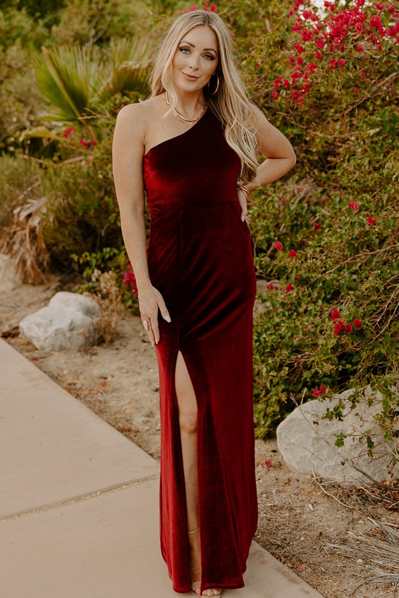 Tatiana Velvet One Shoulder Maxi Dress | Merlot - Baltic Born