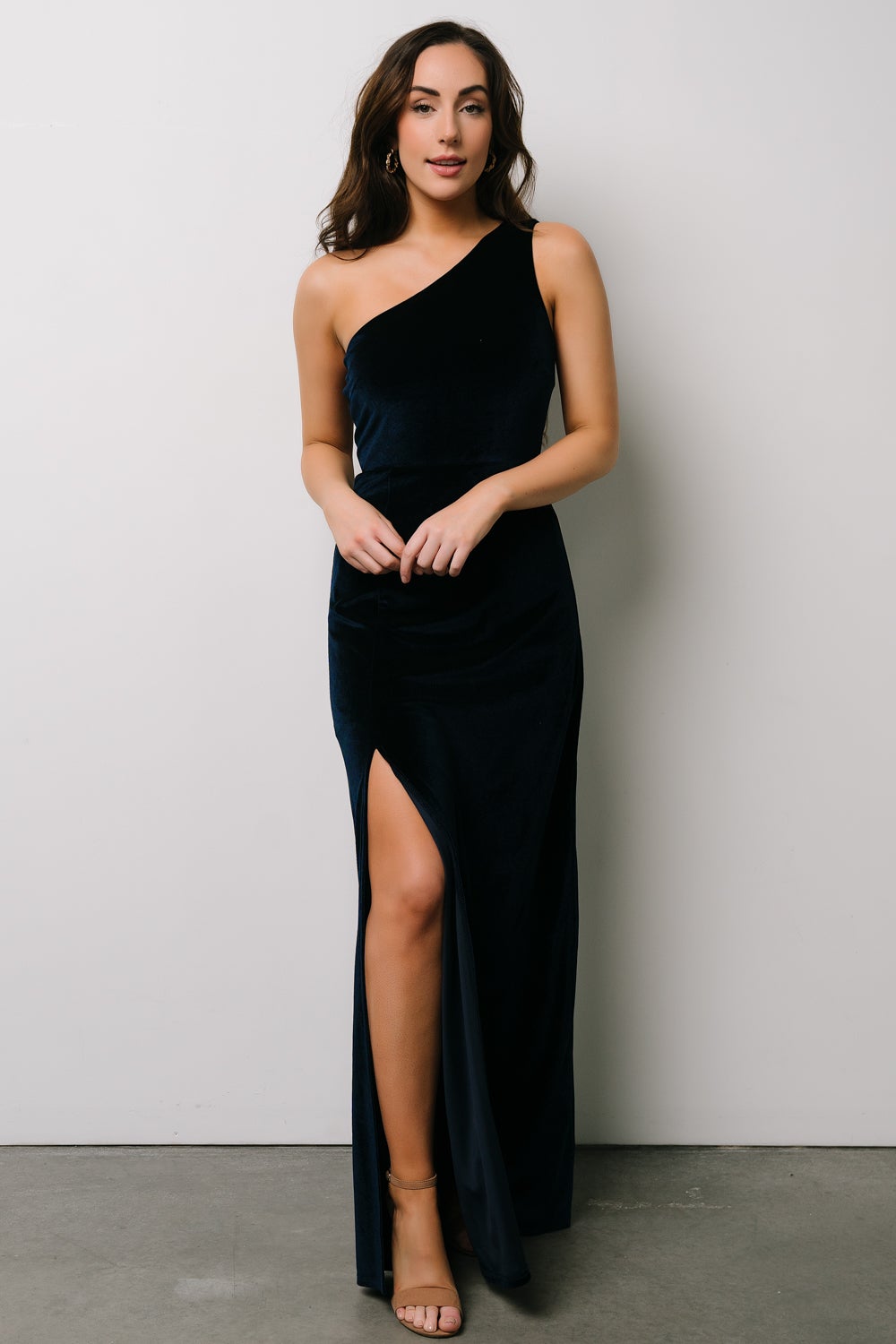 Tatiana Velvet One Shoulder Maxi Dress | Navy - Baltic Born