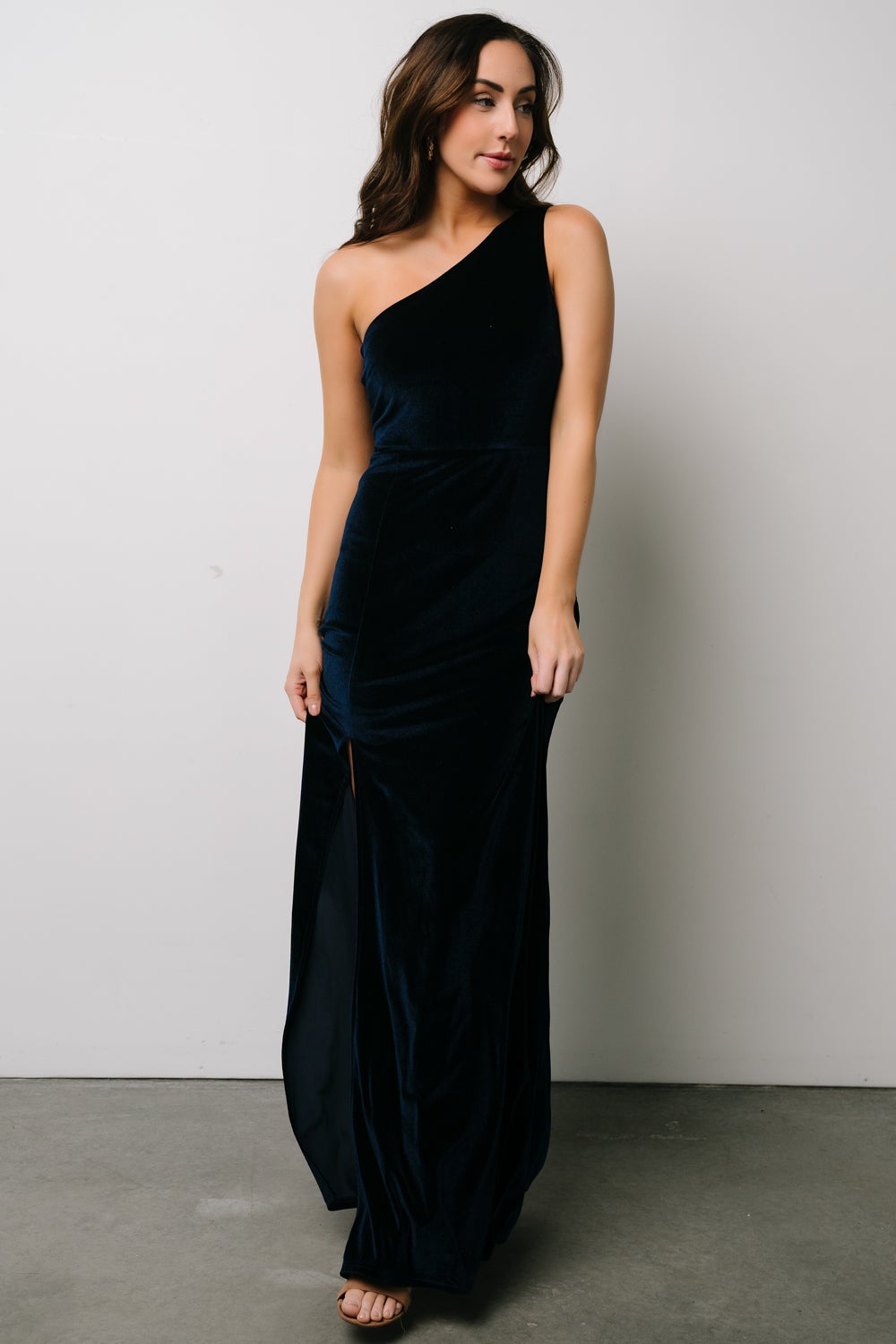 Tatiana Velvet One Shoulder Maxi Dress | Navy - Baltic Born