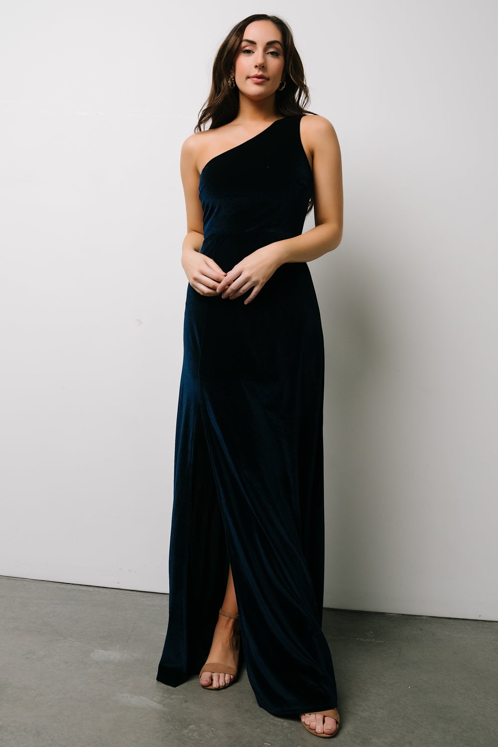 Tatiana Velvet One Shoulder Maxi Dress | Navy - Baltic Born