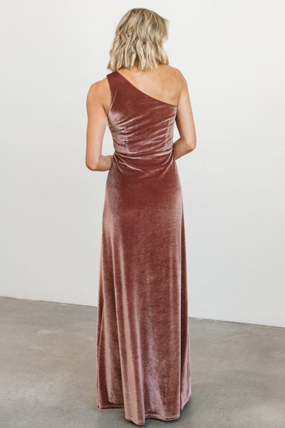 Tatiana Velvet One Shoulder Maxi Dress | Rose - Baltic Born