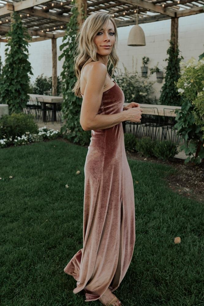 Tatiana Velvet One Shoulder Maxi Dress | Rose - Baltic Born