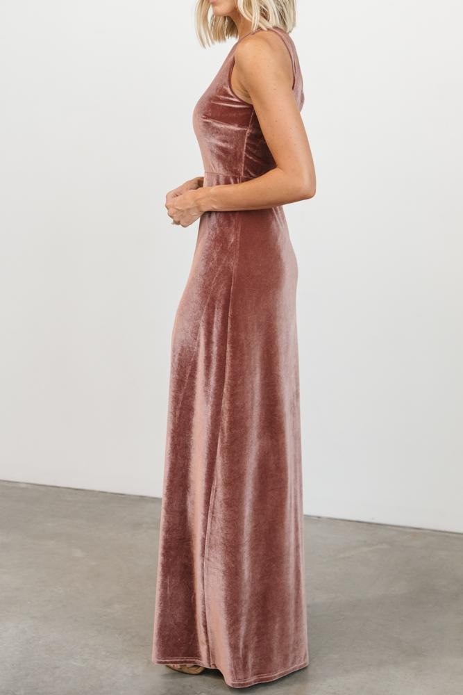 Tatiana Velvet One Shoulder Maxi Dress | Rose - Baltic Born