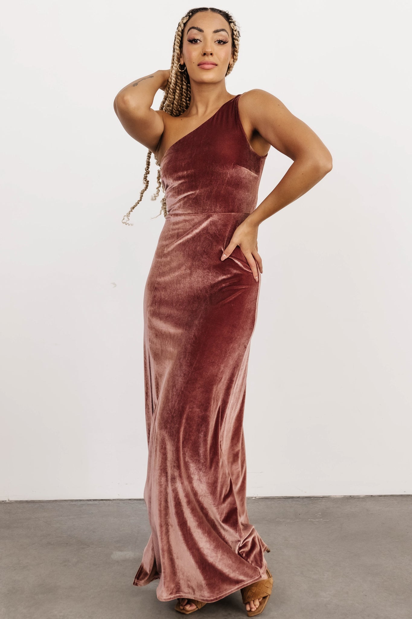 Taniesha One-Shoulder Gathered Maxi Dress Champagne main image 1