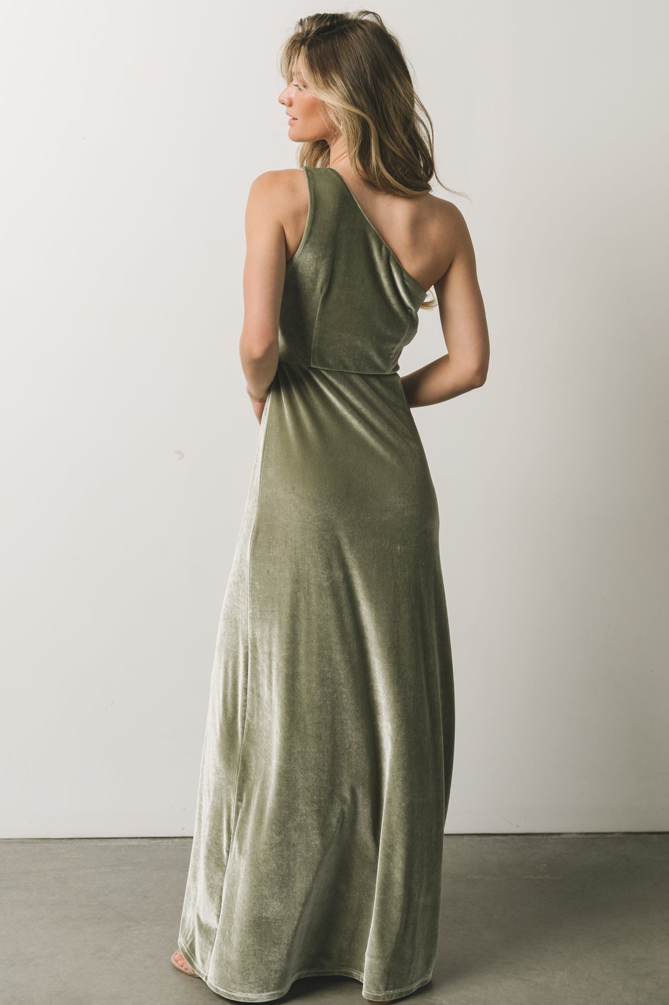 Tatiana Velvet One Shoulder Maxi Dress | Sage - Baltic Born