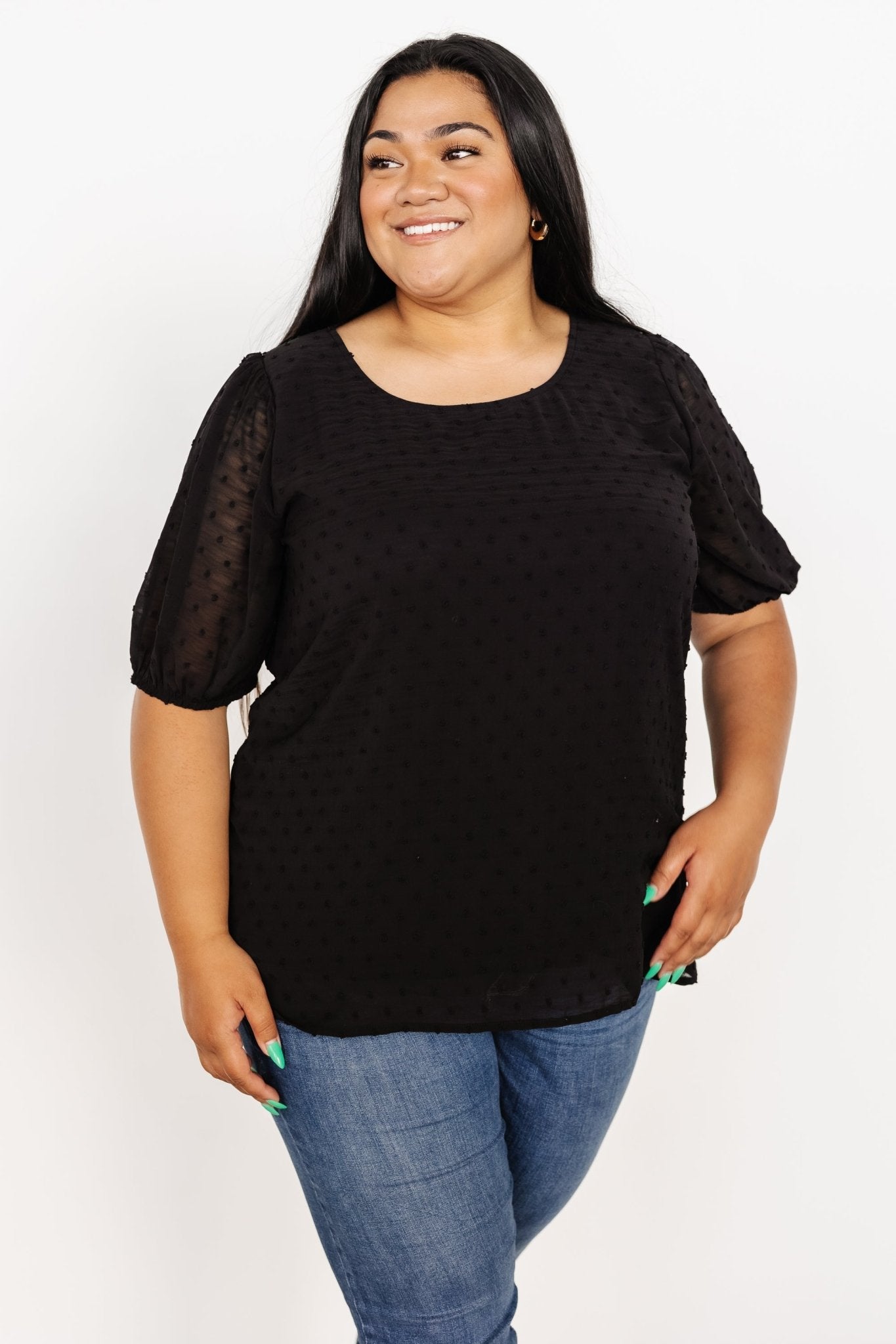 Tawnie Swiss Dot Top | Black - Baltic Born