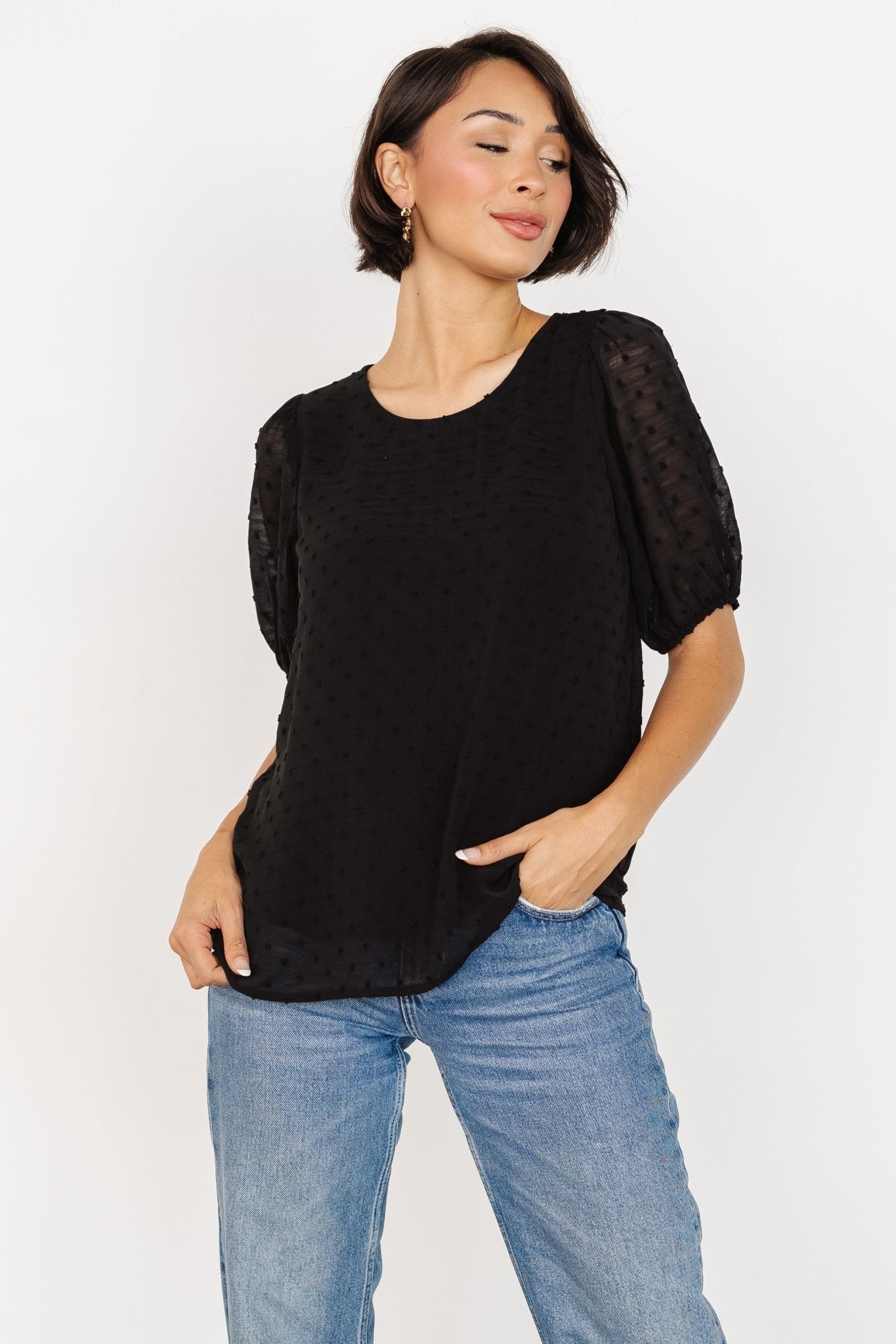 Tawnie Swiss Dot Top | Black - Baltic Born