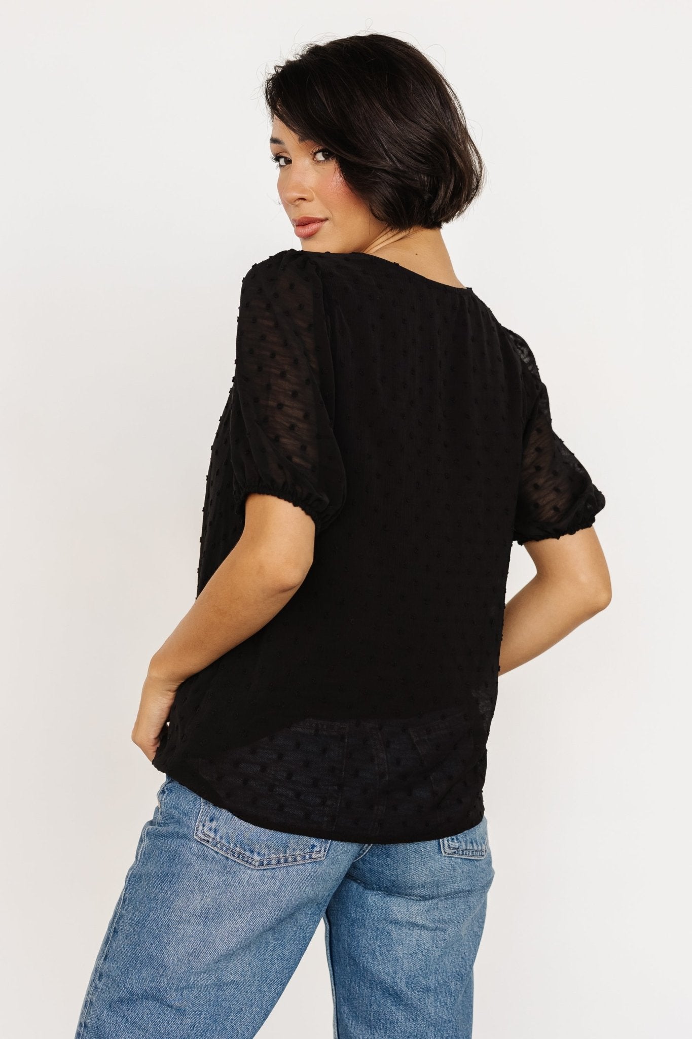 Tawnie Swiss Dot Top | Black - Baltic Born