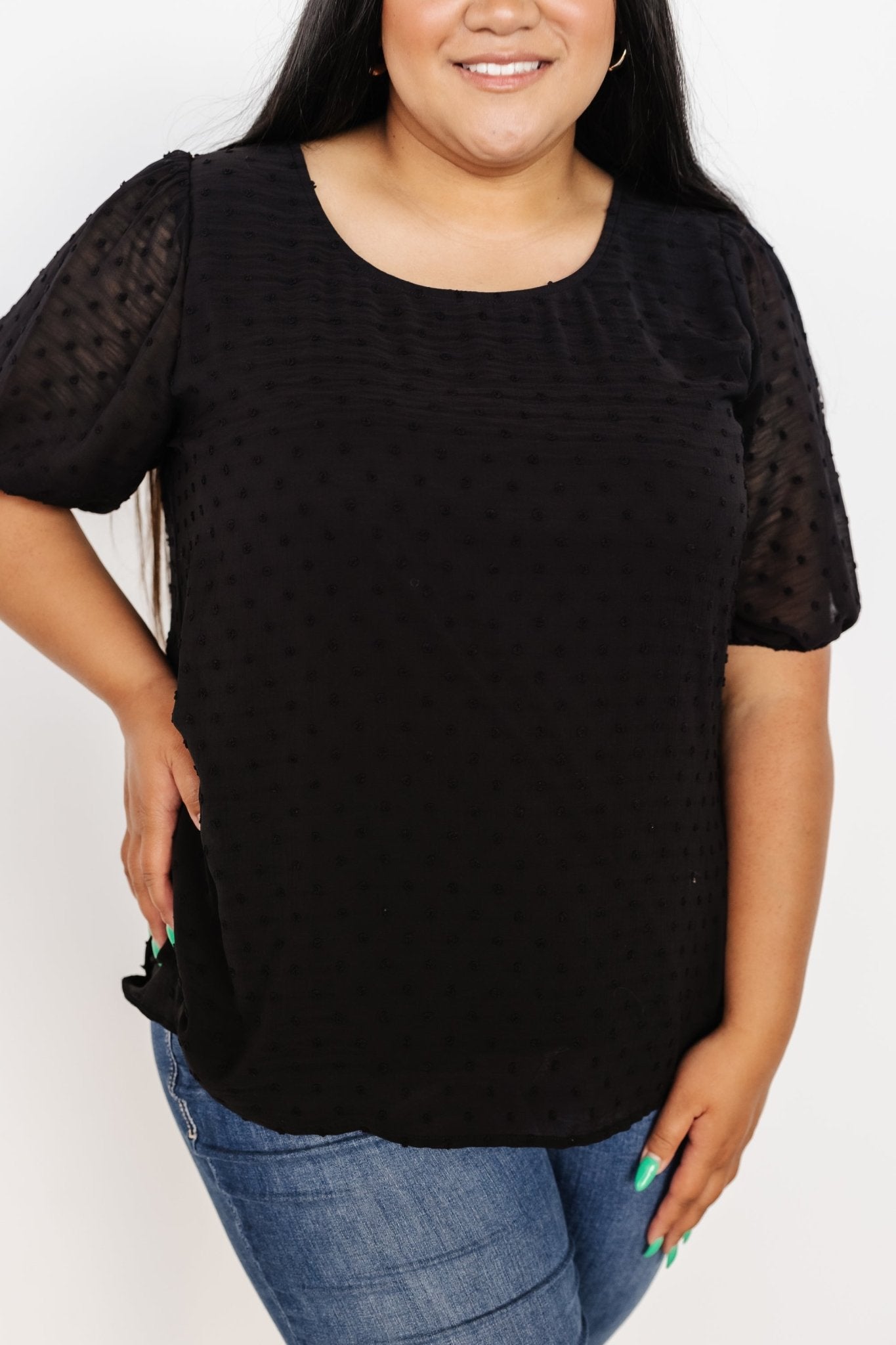 Tawnie Swiss Dot Top | Black - Baltic Born