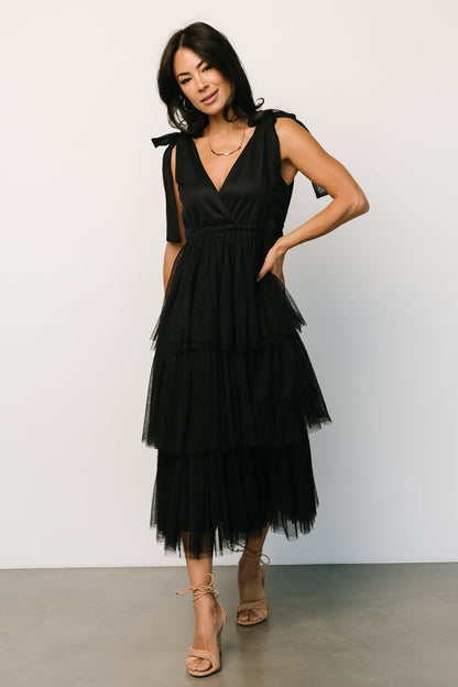 Tessa Tiered Tulle Tank Dress | Black - Baltic Born