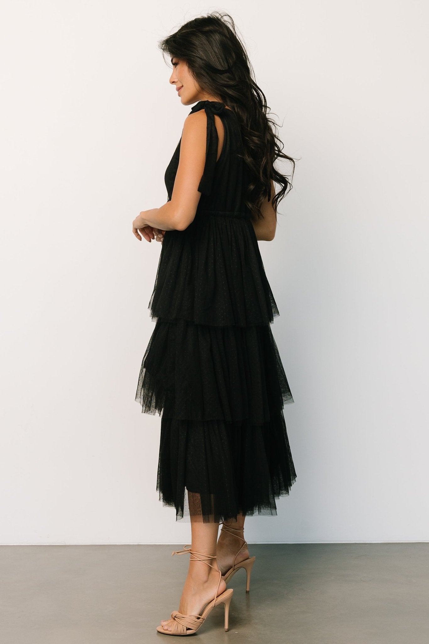 Tessa Tiered Tulle Tank Dress | Black - Baltic Born