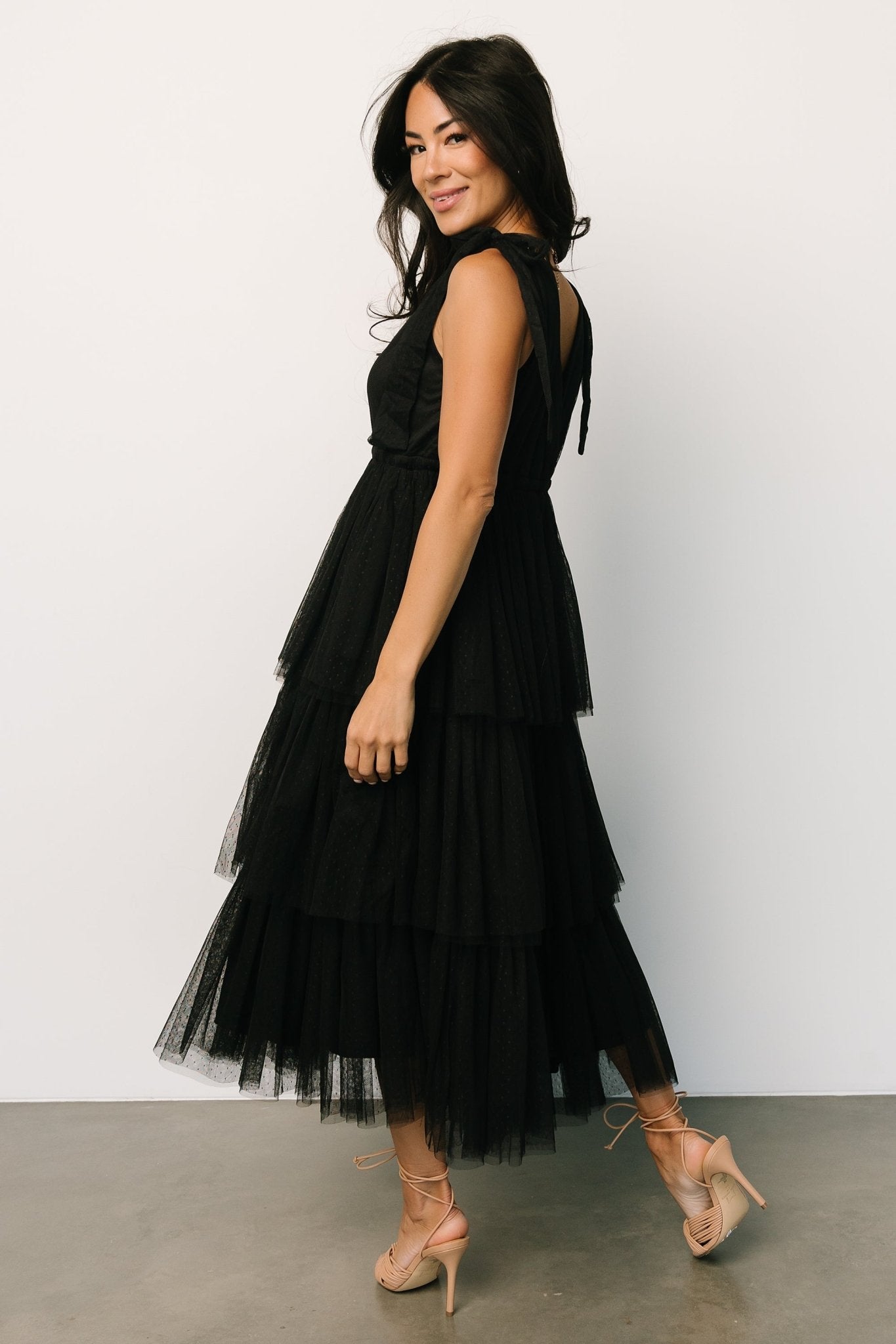 Tessa Tiered Tulle Tank Dress | Black - Baltic Born