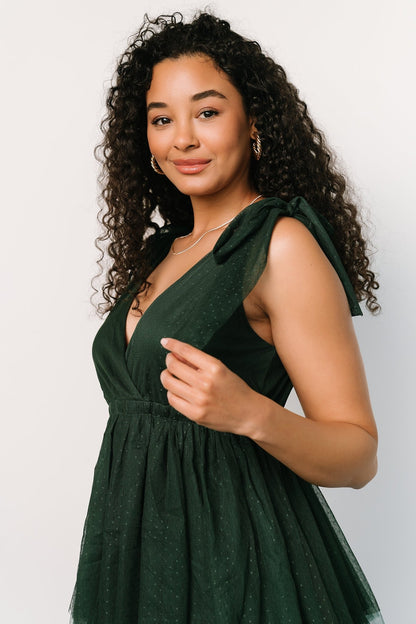 Tessa Tiered Tulle Tank Dress | Dark Green - Baltic Born