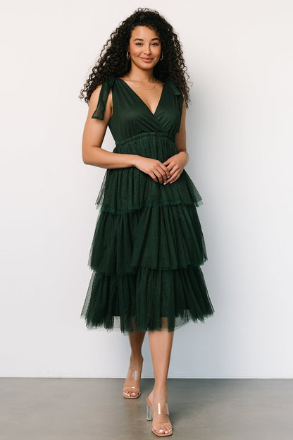 Tessa Tiered Tulle Tank Dress | Dark Green - Baltic Born