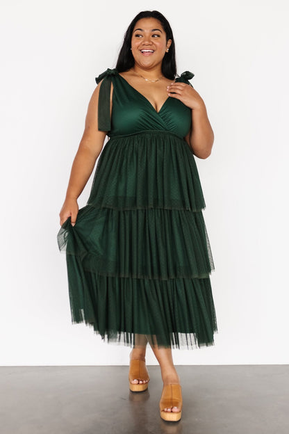 Tessa Tiered Tulle Tank Dress | Dark Green - Baltic Born