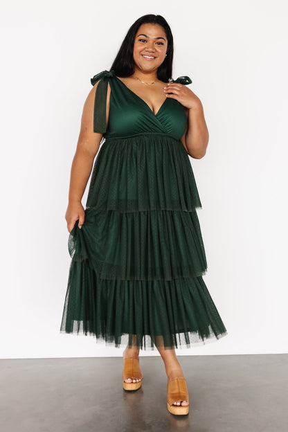 Tessa Tiered Tulle Tank Dress | Dark Green - Baltic Born