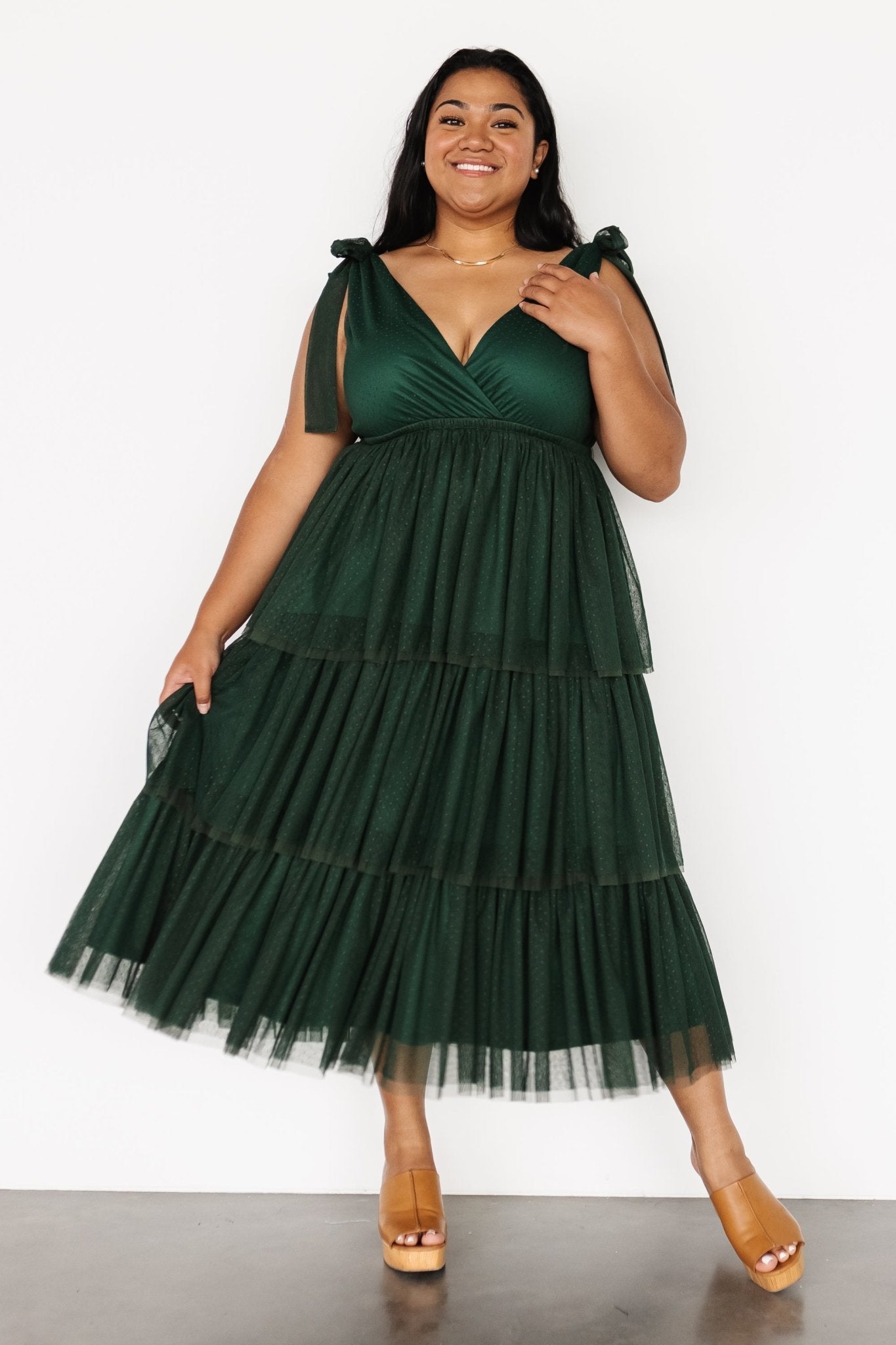 Tessa Tiered Tulle Tank Dress | Dark Green - Baltic Born