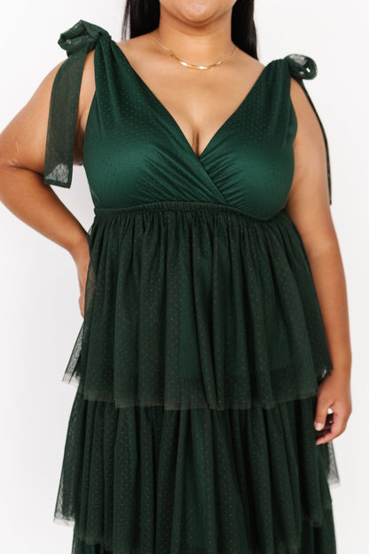 Tessa Tiered Tulle Tank Dress | Dark Green - Baltic Born