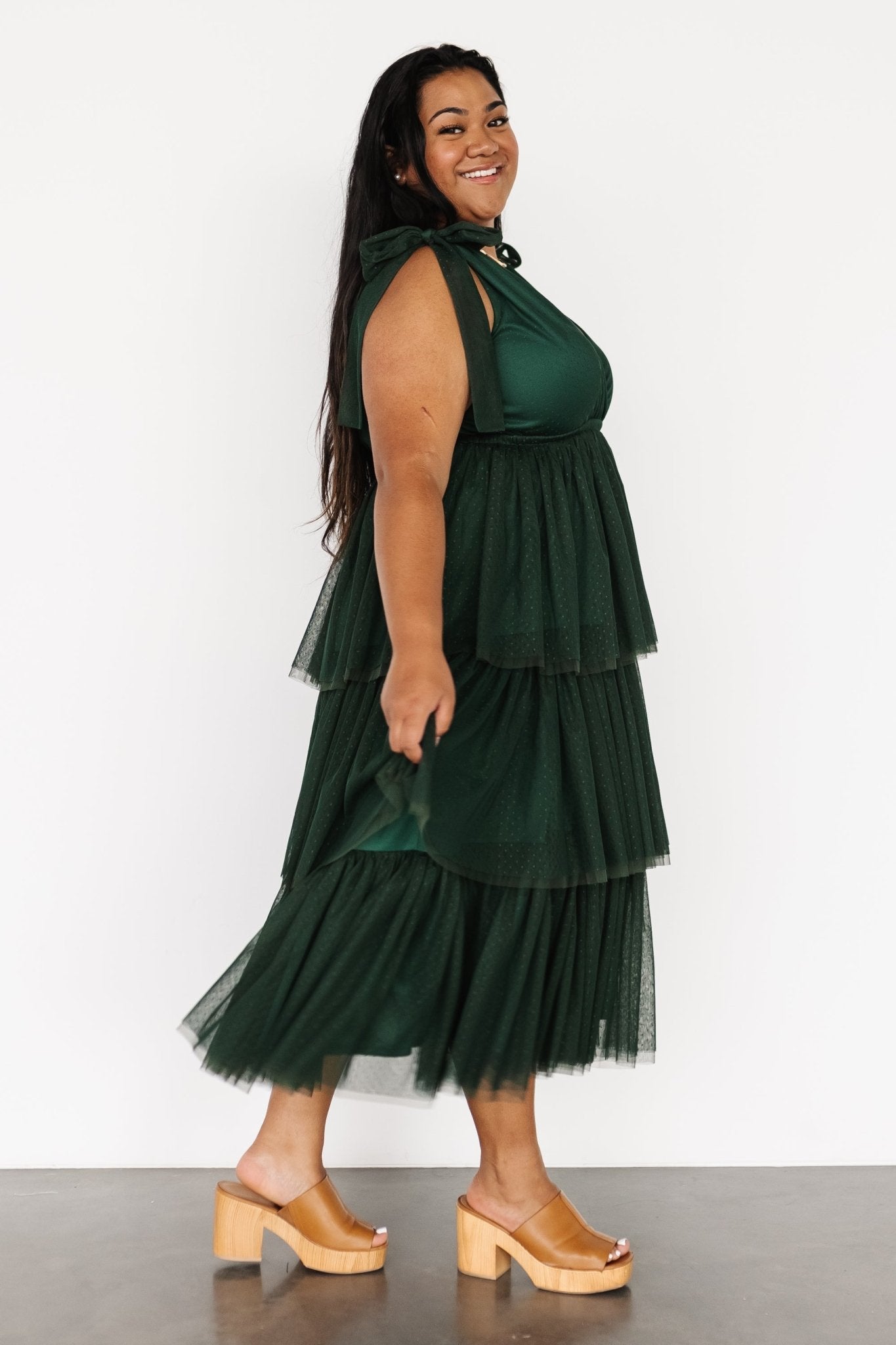 Tessa Tiered Tulle Tank Dress | Dark Green - Baltic Born