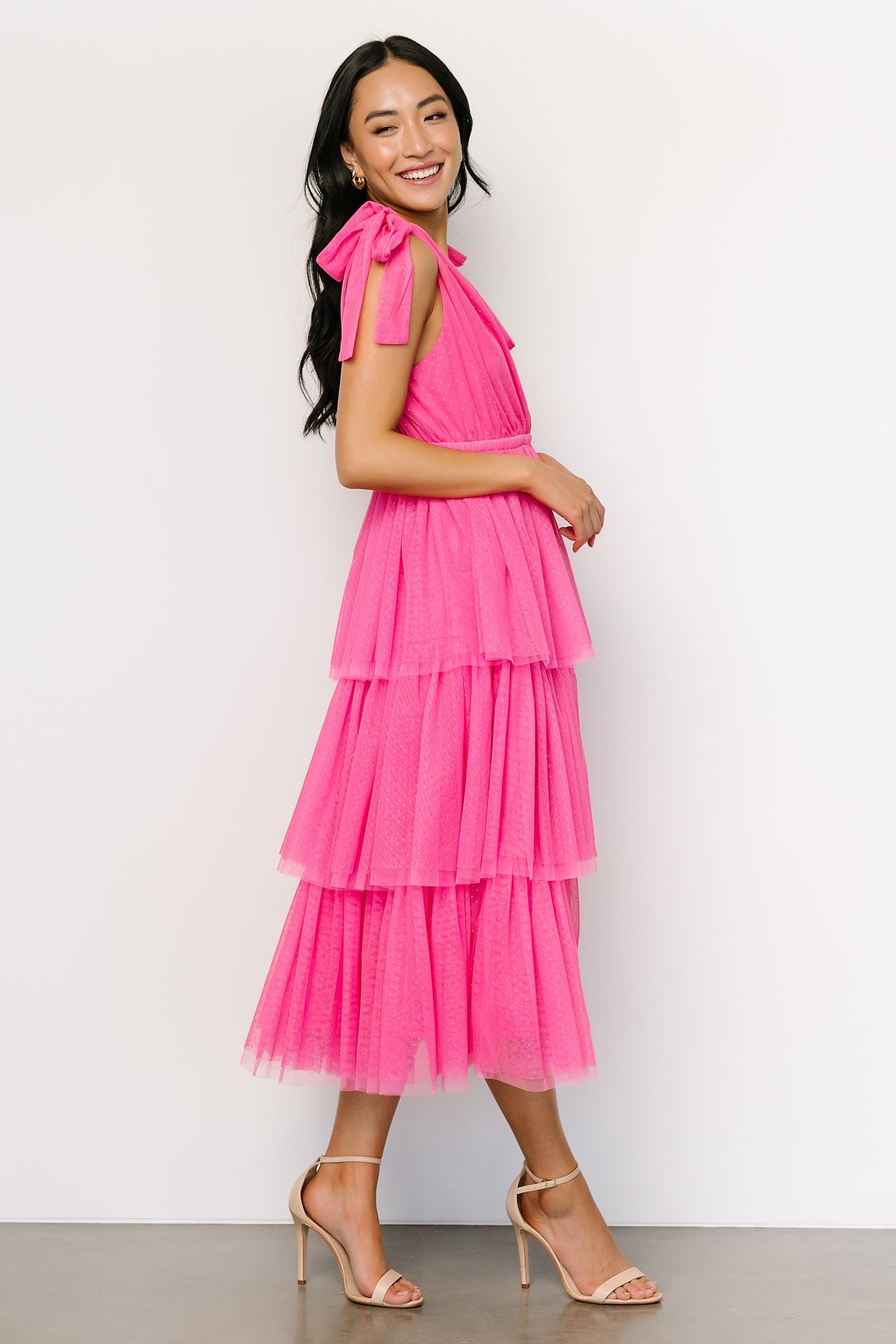 Tessa Tiered Tulle Tank Dress | Hot Pink - Baltic Born