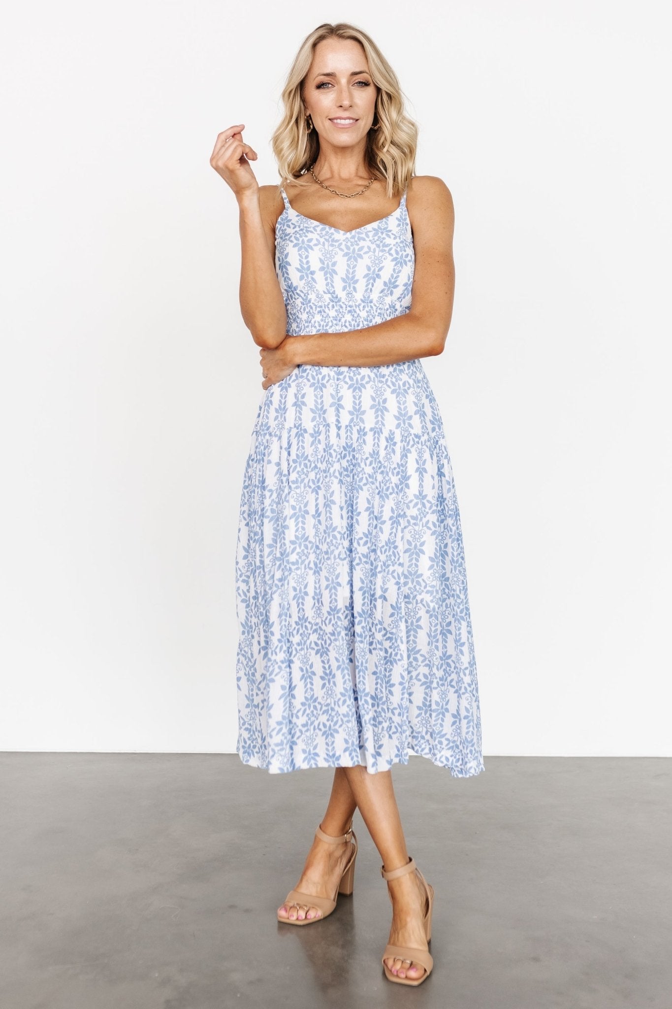 Thebes Tank Midi Dress | Blue Print - Baltic Born