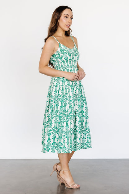 Thebes Tank Midi Dress | Green Print - Baltic Born