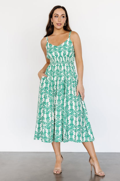 Thebes Tank Midi Dress | Green Print - Baltic Born